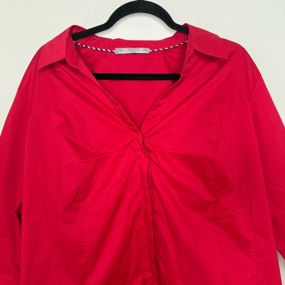 Lee Riders Red Button-Down 3/4 Sleeve Blouse Size 1X NWT - Picture 2 of 12